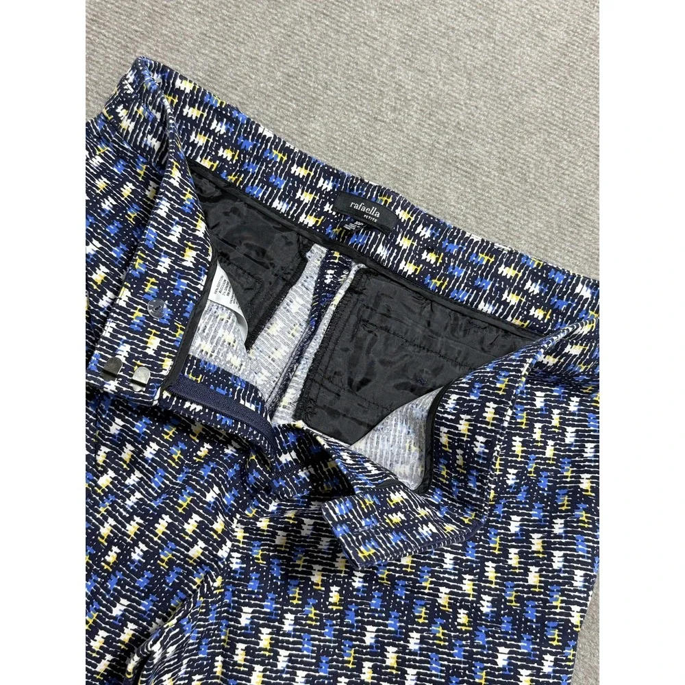 Rafaella Pants Womens 10P Petite‎ Blue Geometric Ankle Stretch Cotton Spandex